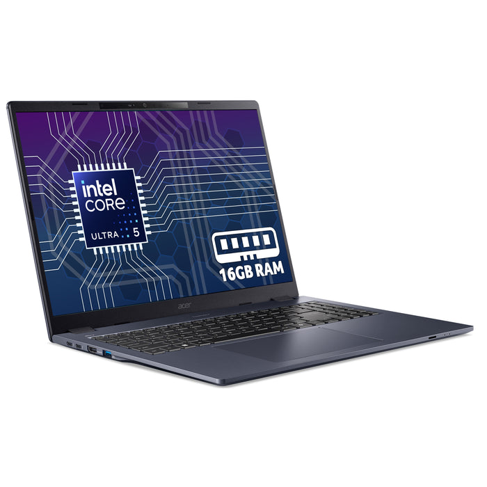Acer TravelMate P4 16 laptop (TMP416-54) - Intel Core Ultra 5, 16GB RAM, 512GB SSD, 16" WUXGA display, Windows 11, Intel Core Ultra 5, 1.5 GHz, 40.6 cm (16"), 1920 x 1200 pixels, 16 GB, 512 GB