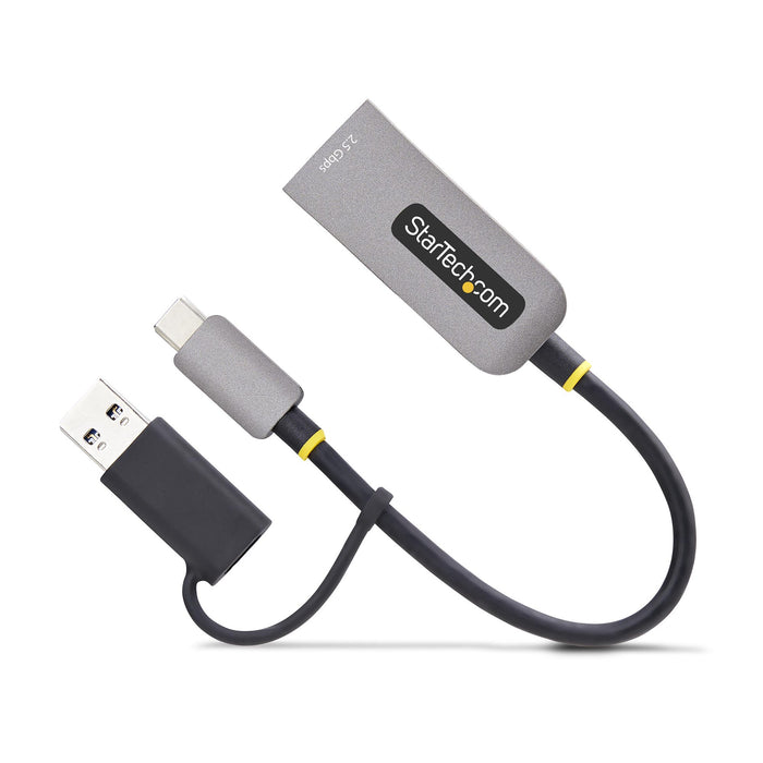 StarTech.com 2.5GbE USB-C to Ethernet Adapter with USB-A Converter, NBASE-T NIC, USB 3.0 Type-C 2.5/1G Multi Speed Network, Thunderbolt Compatible, Windows & Mac, Wired, USB Type-C, Ethernet, 5000 Mbit/s, Grey