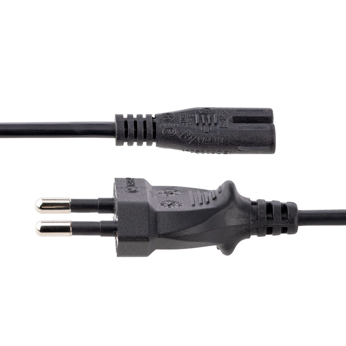 StarTech.com 3m (10ft) Laptop Power Cord, EU Plug to C7, 2.5A 250V, 18AWG, Laptop Replacement Cord, Printer Power Cable, Laptop Charger Cord, Laptop Power Brick Cord, Black, 3 m, CEE7/16, C7 coupler, H03VVH2-F, 250 V, 2.5 A