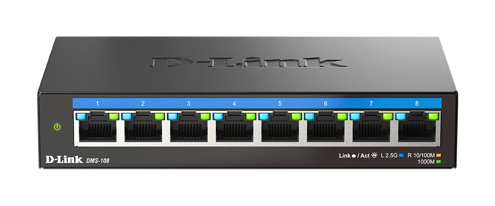 D-Link 8-Port Multi-Gigabit Unmanaged Switch, Unmanaged, 2.5G Ethernet (100/1000/2500), Desktop