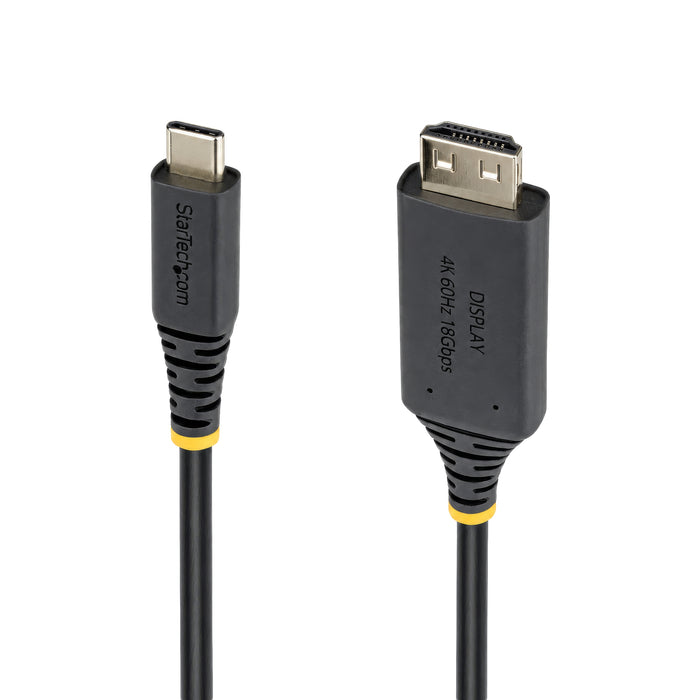 StarTech.com 2m USB-C to HDMI Adapter Cable, Gripping HDMI Connector, 4K 60Hz, Thunderbolt Compatible, HDR, Uni-Directional Cord for MacBook, Dell, HP, Lenovo, 2 m, USB Type-C, HDMI Type A (Standard), Male, Male, Straight
