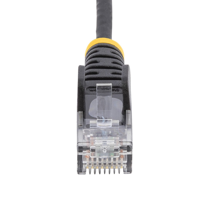 StarTech.com 25cm Black Slim CAT6 Ethernet Cable, Snagless, 100W PoE, UTP, LSZH, 28AWG Pure Bare Copper Wire, Slim RJ45 Network Patch Cord w/Strain Reliefs, Individually Tested, 0.25 m, Cat6, U/UTP (UTP), RJ-45, RJ-45