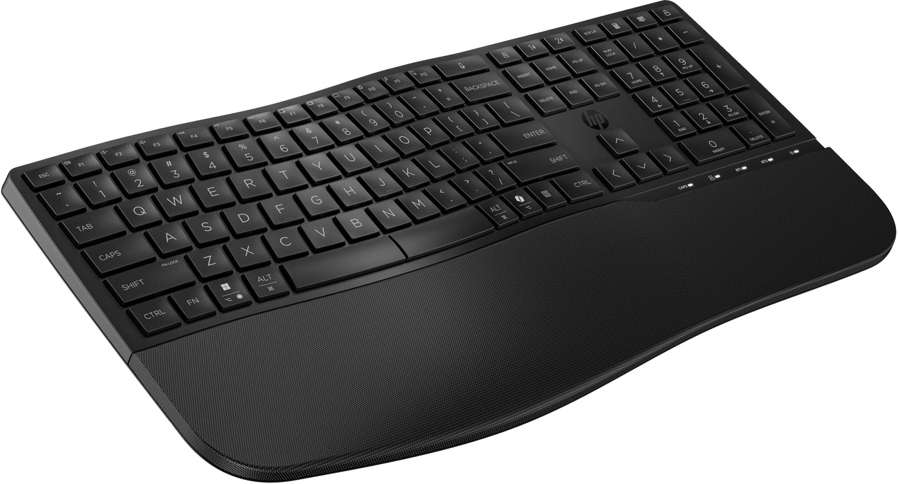 HP 685 Comfort Dual-Mode Keyboard, Full-size (100%), Wireless, RF Wireless + Bluetooth, Membrane, Black