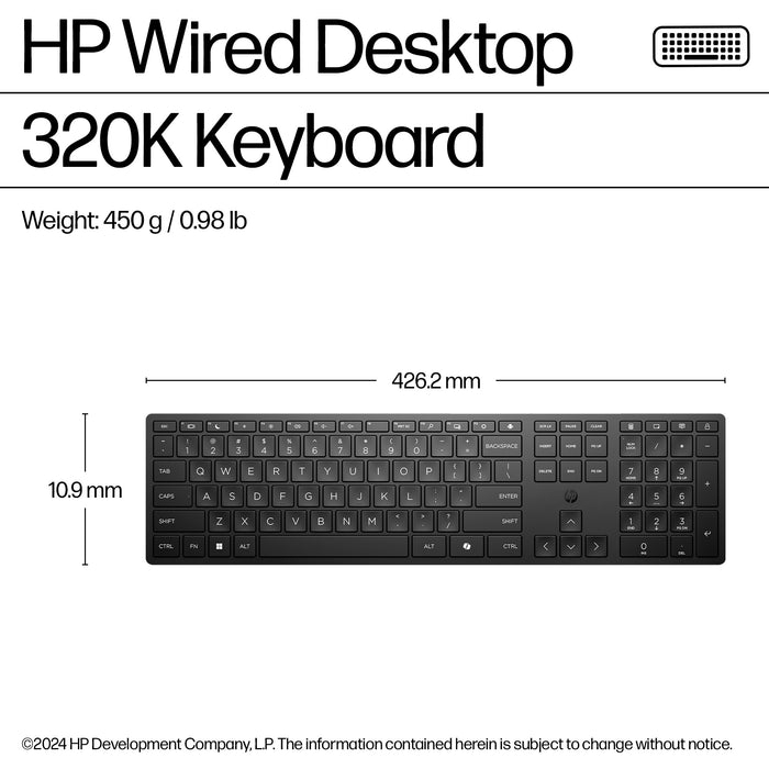 HP Wired Desktop 320K Keyboard, Black