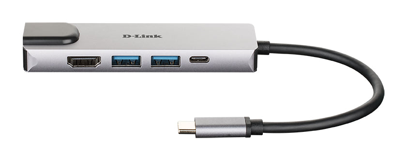 D-Link 5-in-1 USB-C Hub with HDMI/Ethernet and Power Delivery, Wired, Thunderbolt 3, 60 W, 10,100,1000 Mbit/s, IEEE 802.3, IEEE 802.3ab, IEEE 802.3az, IEEE 802.3u, IEEE 802.3x, Aluminium