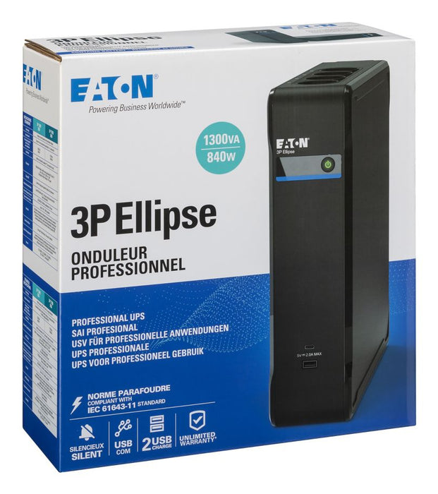 Eaton 3P Ellipse UPS, Standby (Offline), 1.3 kVA, 840 W, Stepwise, 161 V, 284 V