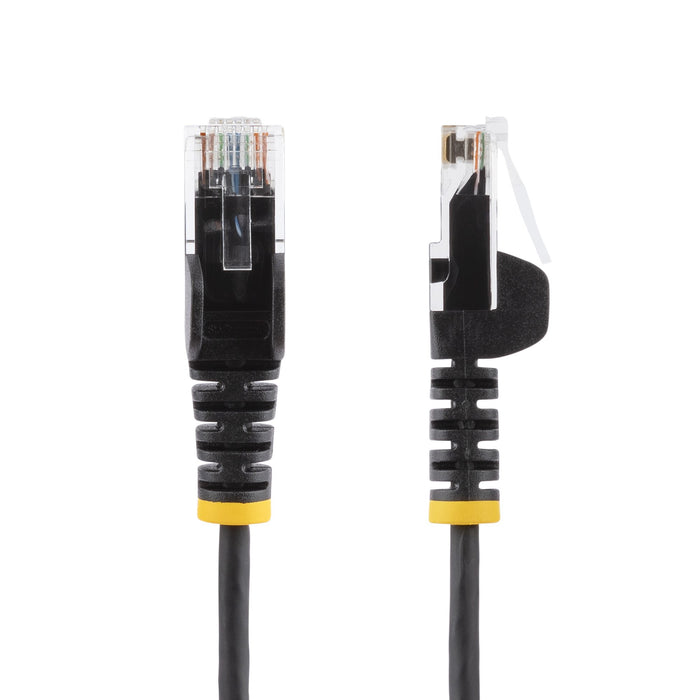 StarTech.com 7m Black Slim CAT6 Ethernet Cable, Snagless, 100W PoE, UTP, LSZH, 28AWG Pure Bare Copper Wire, Slim RJ45 Network Patch Cord w/Strain Reliefs, Individually Tested, 7 m, Cat6, U/UTP (UTP), RJ-45, RJ-45, Black