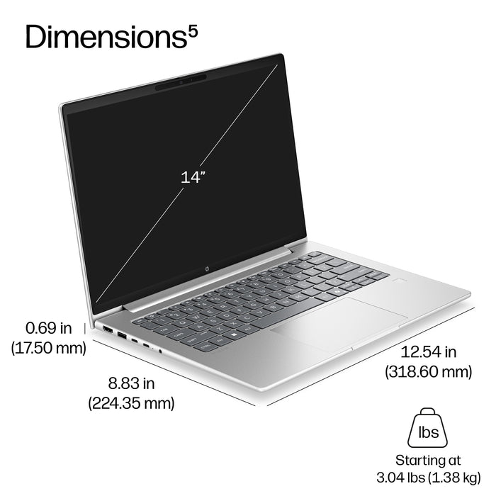 HP ProBook 4 G2iR 14 Next Gen AI PC, Intel Core Ultra 5, 35.6 cm (14"), 1920 x 1200 pixels, 16 GB, 512 GB, Windows 11 Pro