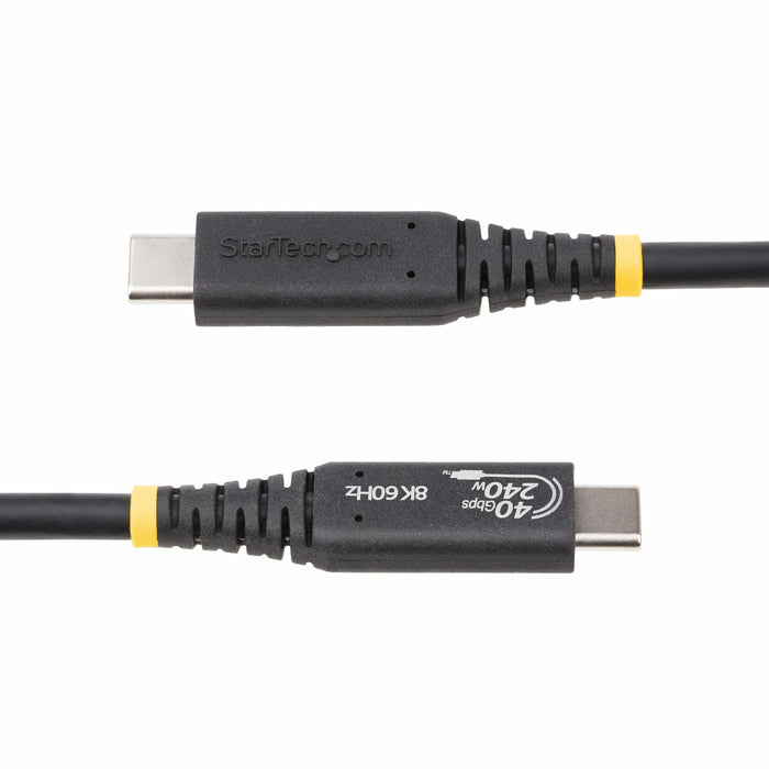 StarTech.com 1.6ft (50cm) USB4 Cable 40Gbps, 240W (5A) Power Delivery, 8K 120Hz / 4K 240Hz DP Alt Mode, USB-IF Certified USB-C Cable - Thunderbolt Compatible, 0.5 m, USB C, USB C, USB4 Gen 3x2, 40 Gbit/s, Black