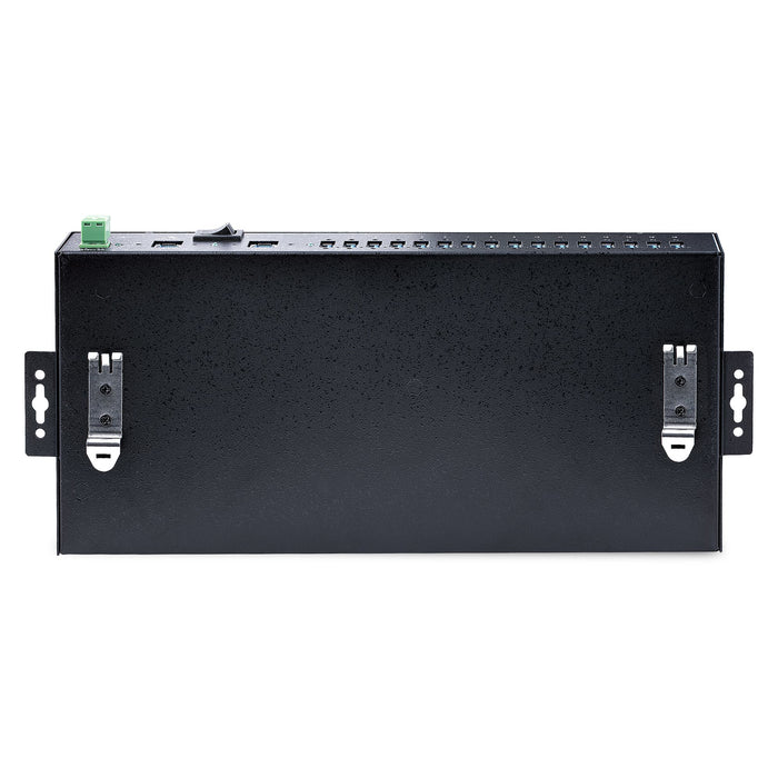 StarTech 16-Port Industrial USB 3.0 Hub 5Gbps, Metal, DIN/Surface/Rack Mountable, ESD Protection, Terminal Block Power, up to 120W Shared USB Charging, Dual-Host Hub/Switch , TAA