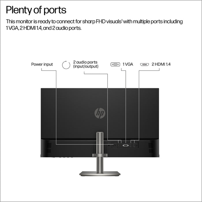 HP Series 5 27 inch FHD Monitor - 527da, 68.6 cm (27"), Full HD, LCD, 5 ms, Black