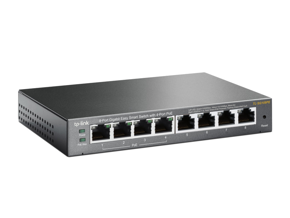 TP-Link 8-Port Gigabit Easy Smart Switch with 4-Port PoE, Managed, L2, Gigabit Ethernet (10/100/1000), Power over Ethernet (PoE)