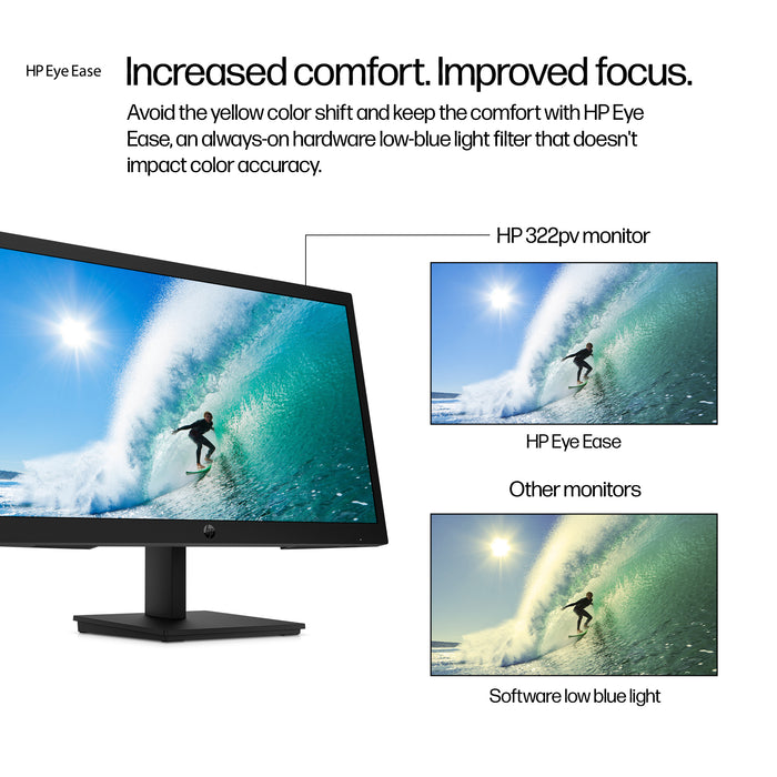 HP Series 3 Pro 21.45 inch FHD Monitor - 322pv, 54.5 cm (21.4"), 1920 x 1080 pixels, Full HD, LCD, 5 ms, Black