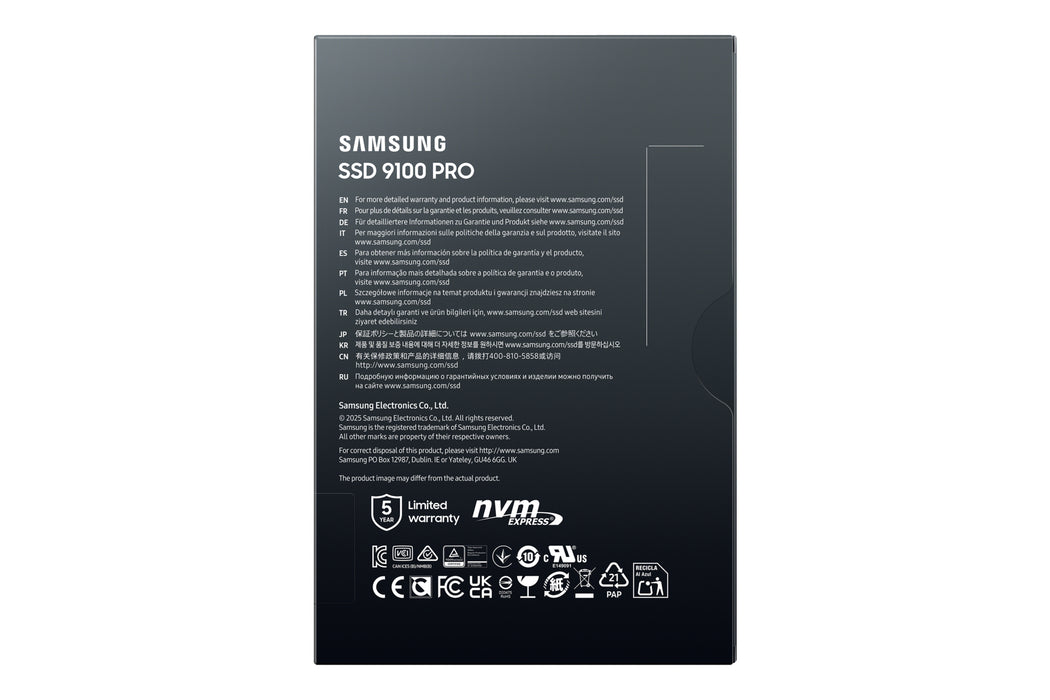 Samsung 9100 PRO PCIe® 5.0 NVMe™ M.2 SSD - 4 TB, 4 TB, M.2, 14800 MB/s