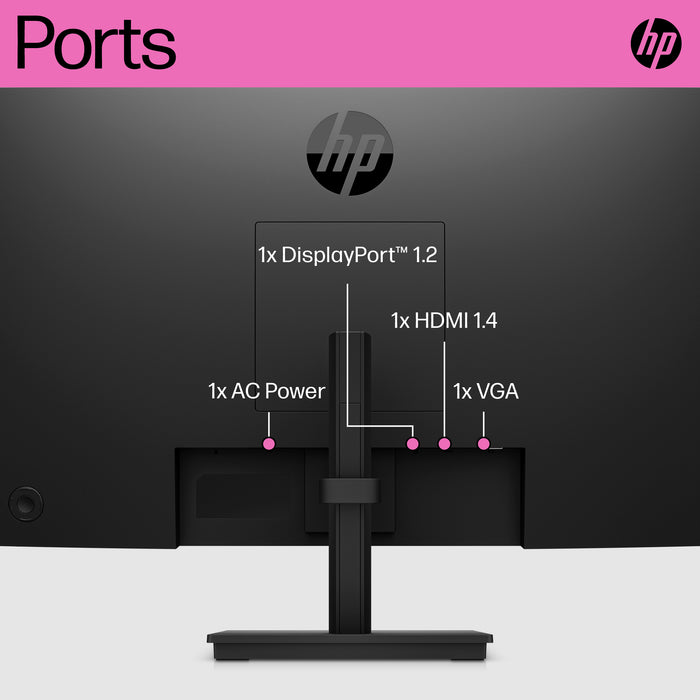 HP P24h G5 FHD Monitor, 60.5 cm (23.8"), 1920 x 1080 pixels, Full HD, LCD, 5 ms, Black