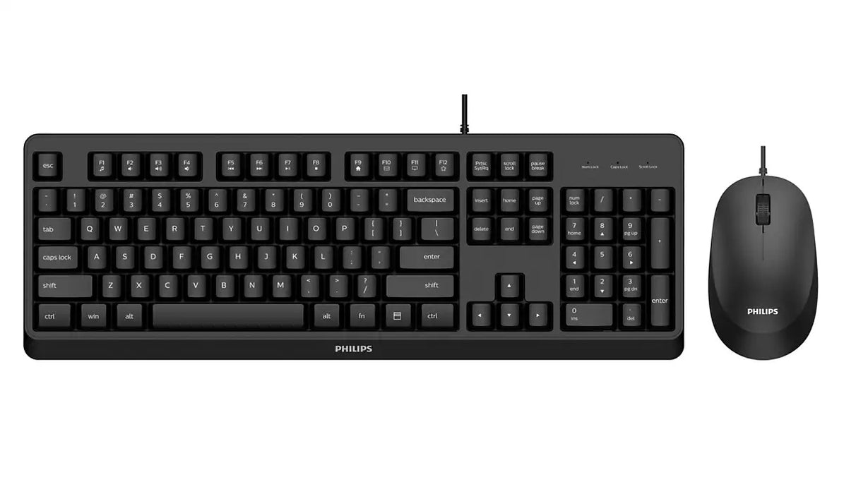 Philips 2000 series SPT6207BL/40, Full-size (100%), Wired, USB, QWERTY, Black, Mouse included