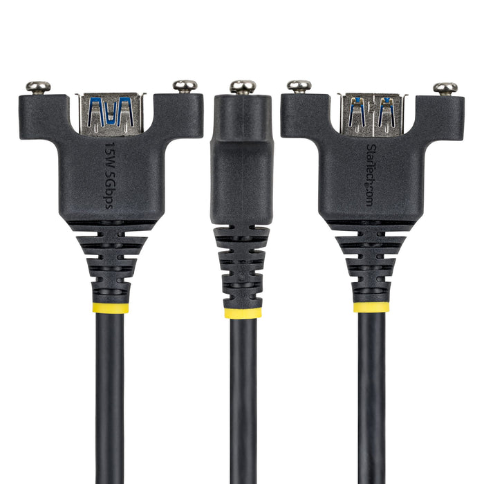 StarTech.com 2m Panel Mount USB Cable A to A, M/F, USB-A Male to Female Extension Cable, USB 5Gbps Panel Mount Adapter Cable, 2 m, USB A, USB A, USB 3.2 Gen 1 (3.1 Gen 1), 5 Gbit/s, Black