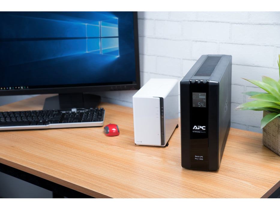 APC Back-UPS Pro, 1300VA/780W, Tower, 230V, 8x IEC C13 outlets, AVR, LCD, User Replaceable Battery, Line-Interactive, 1.3 kVA, 780 W, Sine, 176 V, 294 V