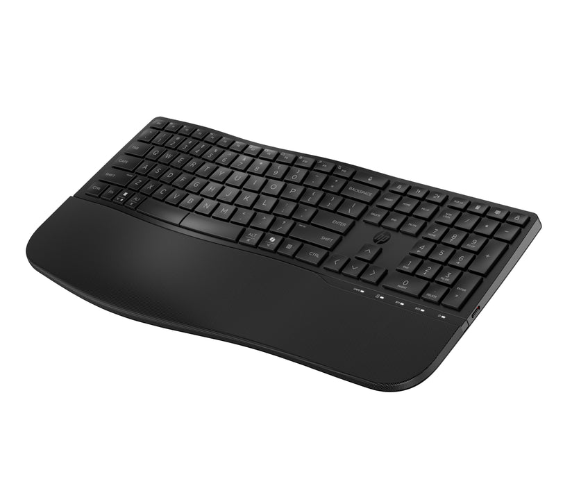 HP 685 Comfort Dual-Mode Keyboard, Full-size (100%), Wireless, RF Wireless + Bluetooth, Membrane, Black