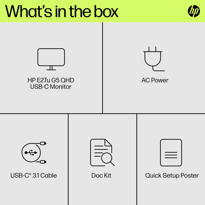 HP E27u G5 QHD USB-C Monitor, 68.6 cm (27"), 2560 x 1440 pixels, Quad HD, LCD, 5 ms, Black