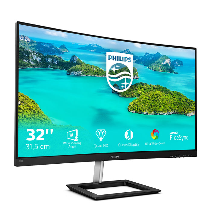 Philips E Line 325E1C/00, 80 cm (31.5"), 2560 x 1440 pixels, Quad HD, LCD, 4 ms, Black