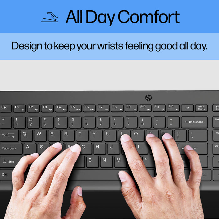 HP 150 Wired Keyboard, Full-size (100%), Wired, USB, Black