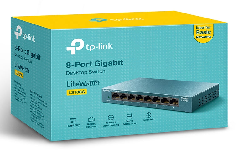 TP-Link LS108G, Unmanaged, Gigabit Ethernet (10/100/1000)