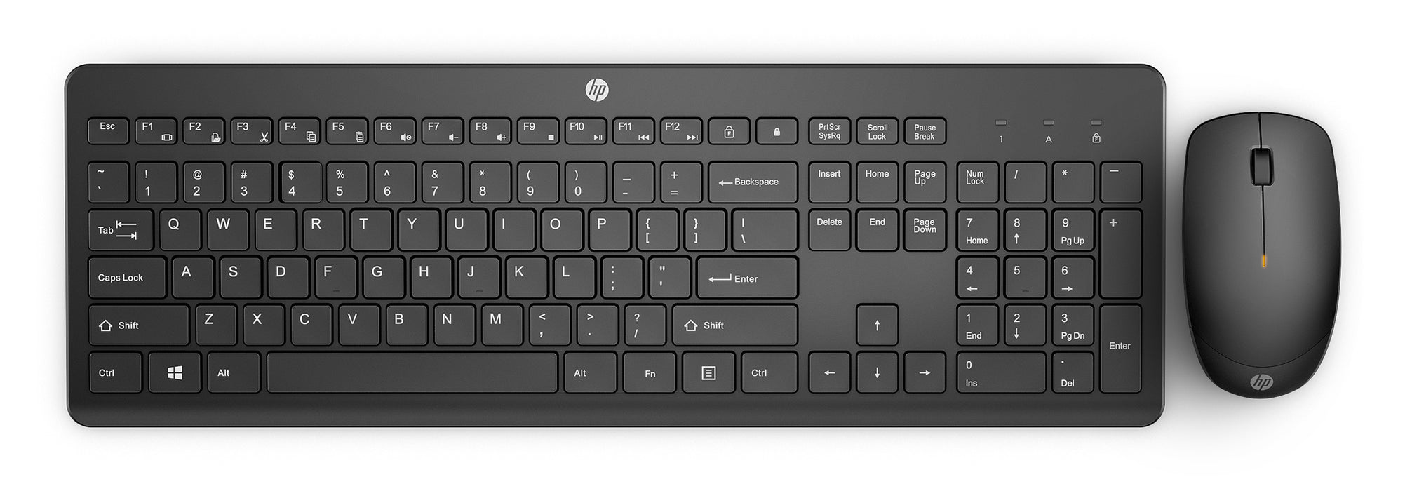 HP 230 Wireless Mouse and Keyboard Combo, Full-size, Wireless, RF Wireless, Membrane, Black, Mouse included