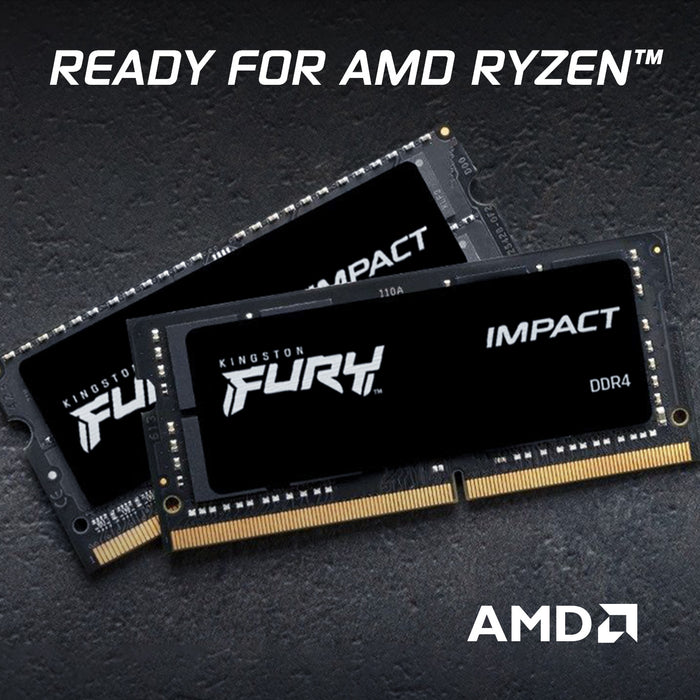 Kingston Technology FURY 8GB 3200MT/s DDR4 CL20 SODIMM Impact, 8 GB, 1 x 8 GB, DDR4, 260-pin SO-DIMM, Black