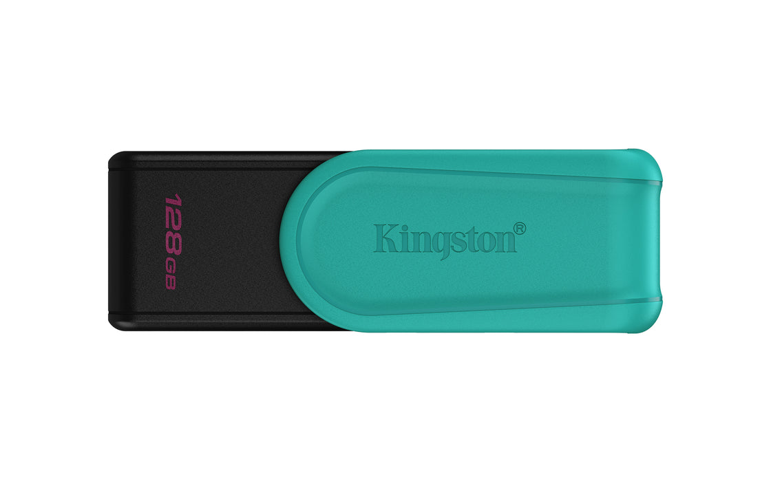 Kingston Technology DataTraveler 128GB Portable USB 3.2 Gen 1 Exodia S (Black/Turquoise), 128 GB, USB Type-A, 3.2 Gen 1 (3.1 Gen 1), Swivel, 8.32 g, Black, Turquoise