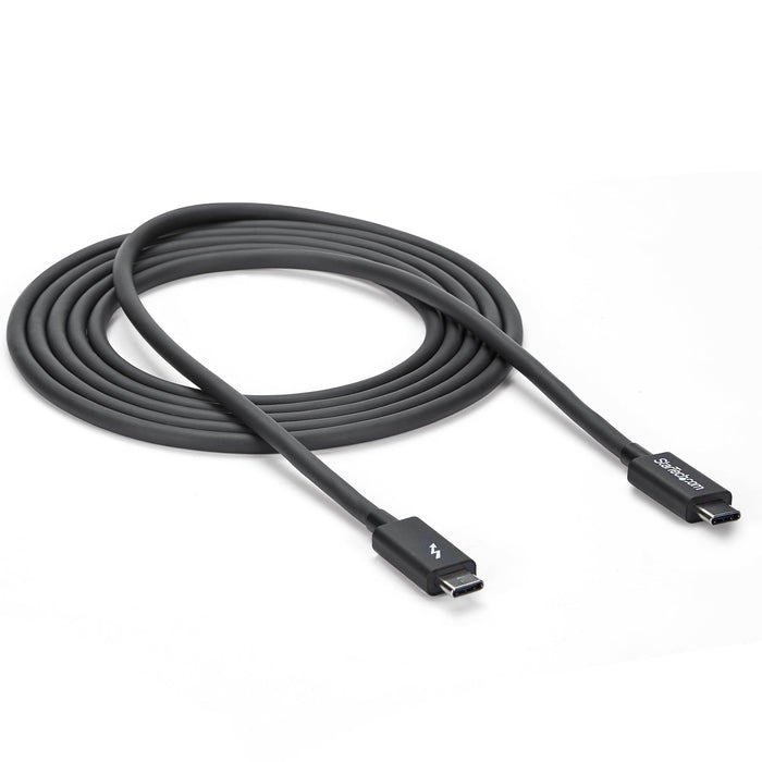 StarTech.com 2m (6.6ft) Thunderbolt 3 Cable, 20Gbps, 100W PD, 4K, Thunderbolt Certified, Compatible with Thunderbolt 4/USB 3.2/DisplayPort, Male, Male, 2 m, 20 Gbit/s, Black, Nickel