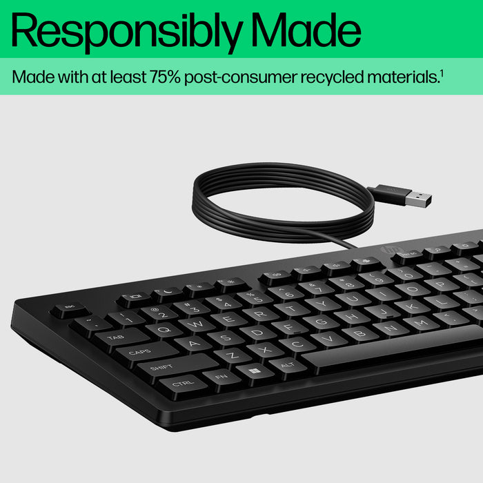 HP 125 Wired Keyboard, Black