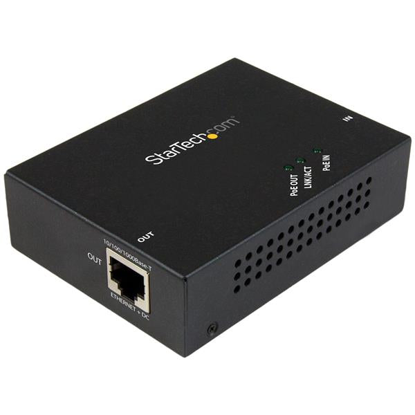 StarTech.com 1-Port Gigabit PoE+ Extender - 802.3at and 802.3af - 100 m (330 ft) - TAA, Network repeater, 100 m, 2000 Mbit/s, Full, Half, 50000 h, 10/100/1000Base-T(X)