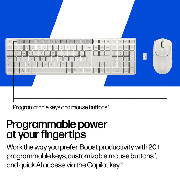 HP Multi-Device Dual-Mode Mouse and Keyboard Combo 495C, Full-size (100%), Wireless, USB + RF Wireless + Bluetooth, Plunger key switch, Black, Mouse included