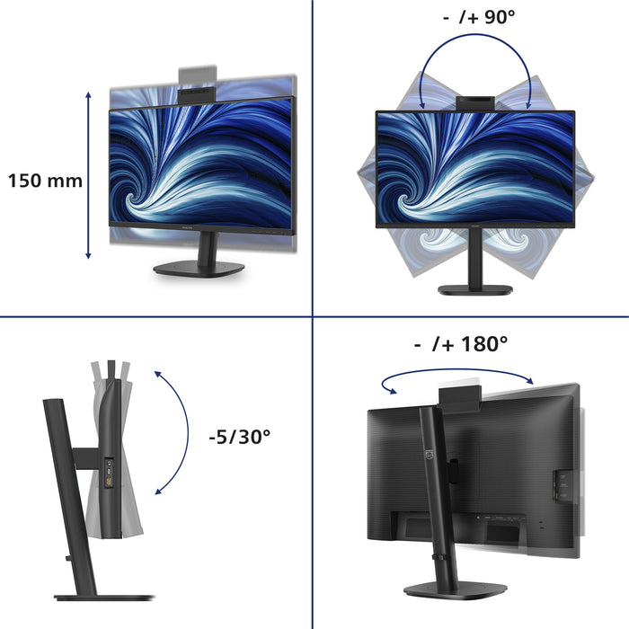 Philips 3000 series 24B2N3200JH/00, 60.5 cm (23.8"), 1920 x 1080 pixels, Full HD, LCD, 4 ms, Black