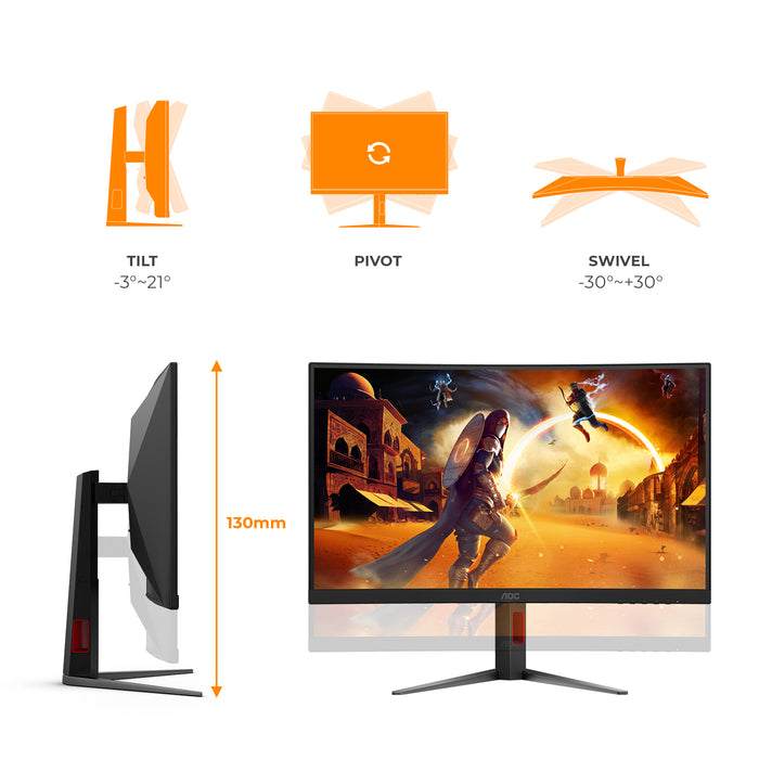 AOC G4 C27G4Z2, 68.6 cm (27"), 1920 x 1080 pixels, Full HD, LCD, 1 ms, Black, Red