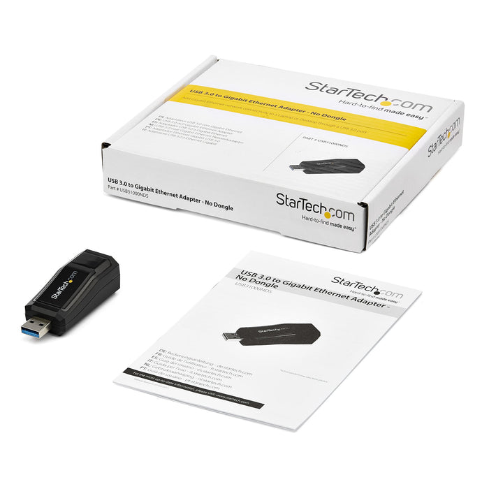StarTech.com USB 3.0 to Gigabit Ethernet NIC Network Adapter – 10/100/1000 Mbps, Wired, USB, Ethernet, 1000 Mbit/s, Black