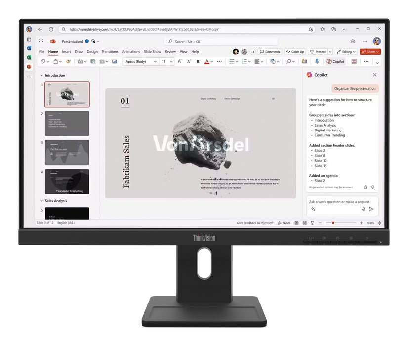 Lenovo ThinkVision E22-40 Monitor, 54.6 cm (21.5"), 1920 x 1080 pixels, Full HD, LCD, 6 ms, Black