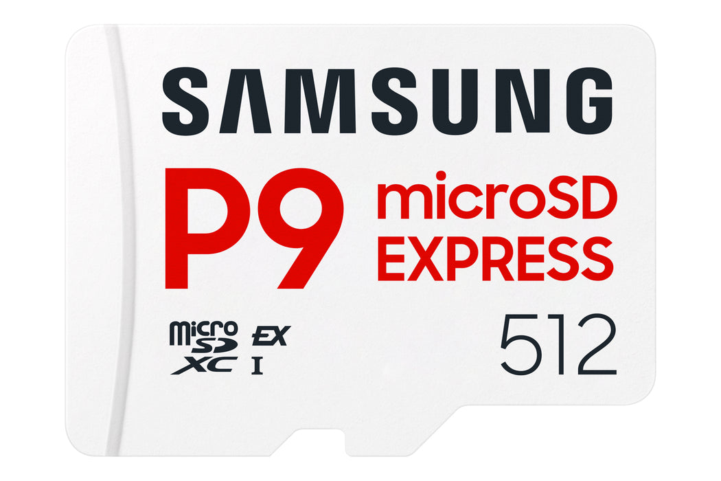 Samsung P9 Express, microSD Express Card, 512 GB, MicroSDXC, UHS-I, 800 MB/s, Class 3 (U3), V30