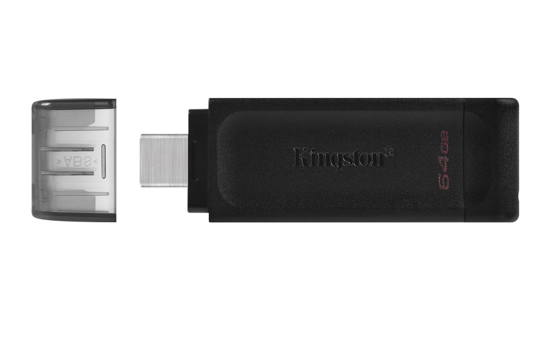 Kingston Technology DataTraveler 64GB USB-C 3.2 Gen 1 70, 64 GB, USB Type-C, 3.2 Gen 1 (3.1 Gen 1), Cap, 7 g, Black
