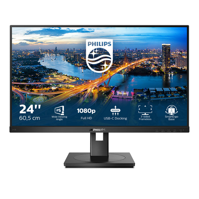 Philips B Line 243B1/00, 60.5 cm (23.8"), 1920 x 1080 pixels, Full HD, LED, 4 ms, Black