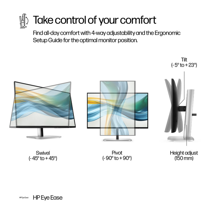 HP Series 5 Pro 23.8 inch FHD USB-C Monitor - 524pu, 60.5 cm (23.8"), 1920 x 1080 pixels, Full HD, LCD, 5 ms, Black