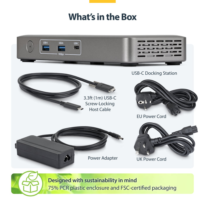 StarTech.com USB4 Docking Station, Driverless Dual 4K 144Hz for Mac and Windows, Universal USB-C Dock with DisplayPort, 100W PD and 2.5GbE, Wired, USB4, 10,100,1000,2500 Mbit/s, Grey, 10 Gbit/s, 8K Ultra HD