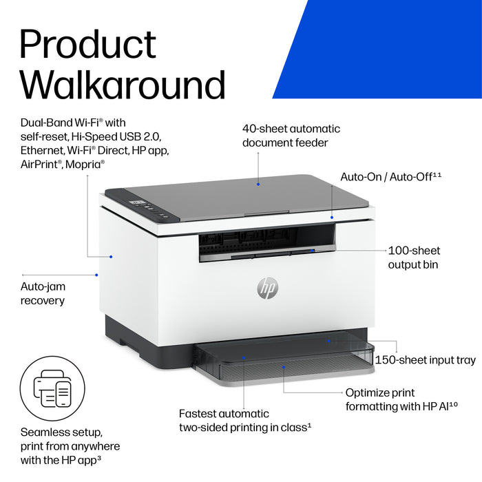 HP LaserJet M248dw Multifunction Black and white Printer, Laser, Mono printing, 600 x 600 DPI, A4, Direct printing, White