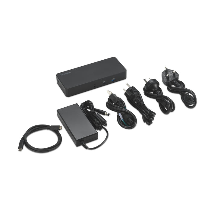 Kensington SD4843P EQ USB-C 10Gbps Triple Video Driverless Dock, 100 W, 10,100,1000 Mbit/s, 10 Gbit/s, 4K Ultra HD, 1 pc(s), 145 mm