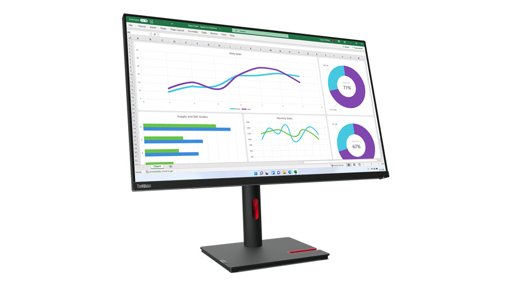 Lenovo ThinkVision T32h-30, 80 cm (31.5"), 2560 x 1440 pixels, Quad HD, LED, 6 ms, Black