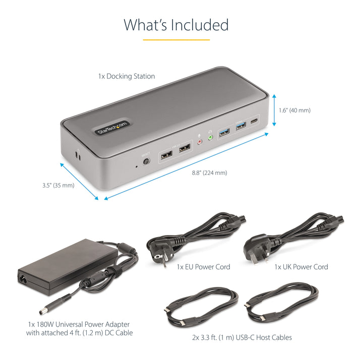 StarTech.com Dual-Laptop USB-C KVM Docking Station, Dual Monitor 4K 60Hz DisplayPort Dock, 5-Port USB Hub, GbE, 90W/45W Power Delivery to Two Laptops, Windows/Mac, 2-Host KVM Dock - TAA, 3840 x 2160 pixels, Ethernet LAN, 4K Ultra HD, 180 W, Silver