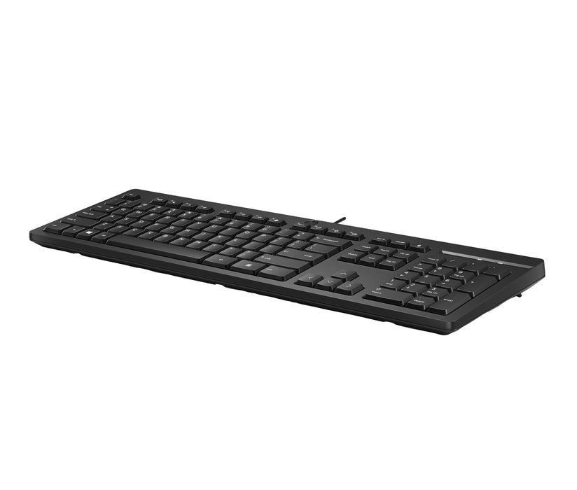 HP 125 Wired Keyboard, Full-size (100%), Wired, USB, Black