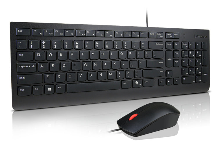 Lenovo KB MICE_BO Essencial WR KBMS GB A1, Full-size (100%), Wired, USB, Black, Mouse included