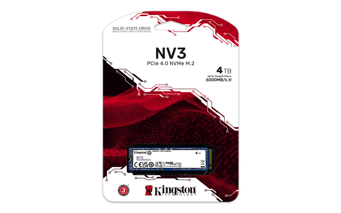 Kingston Technology 4000G NV3 M.2 2280 NVMe SSD, 4 TB, M.2, 6000 MB/s
